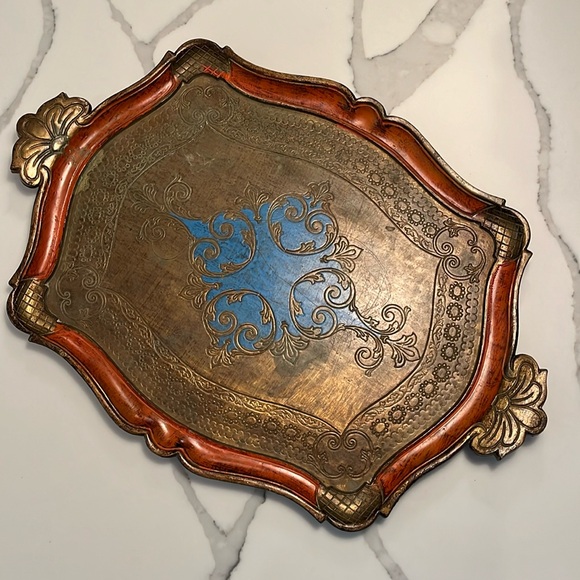 Vintage Handmade Painted Florentine Serving Tray - Picture 1 of 6